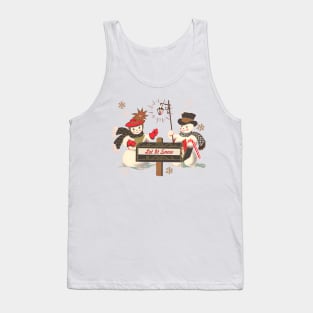 1980s Old fashion Christmas Winter Let it snow cute Snowman Tank Top